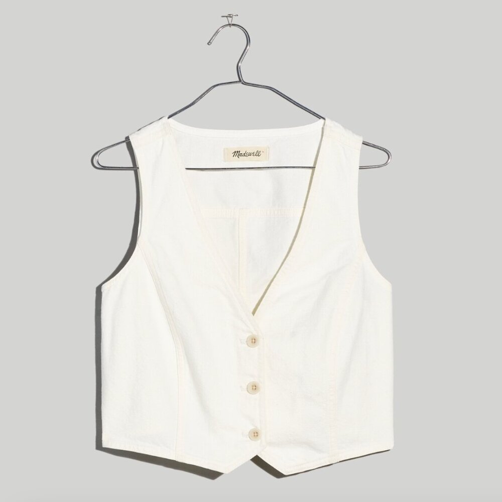 Madewell Katrina Denim Crop Vest Top in Tile White